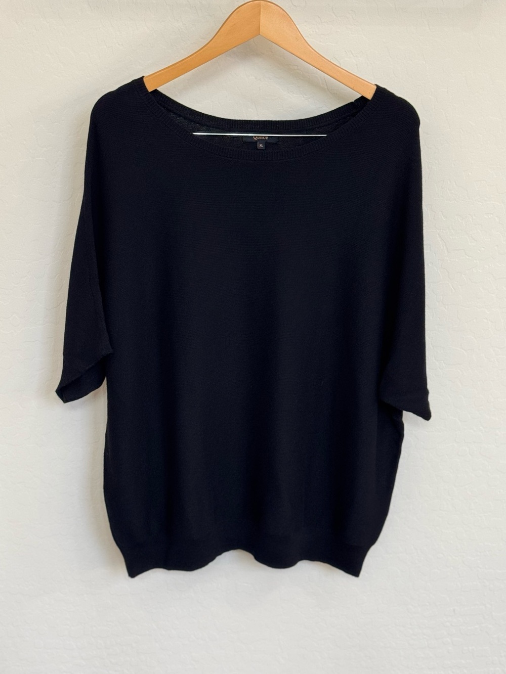 Quince Organic Cotton Cashmere Blend Scoop Neck Dolman Knit Top Black XL NWOT